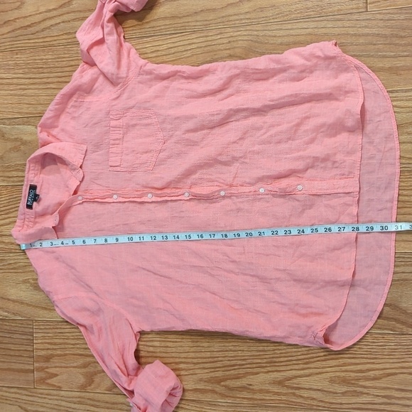 Pink micro-gingham button-down roll-tab sleeve shirt, Buffalo David Bitton M - Picture 3 of 6